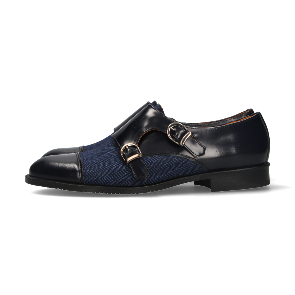 Two Buckles Antik Blue-Blue Herringbone Tuft