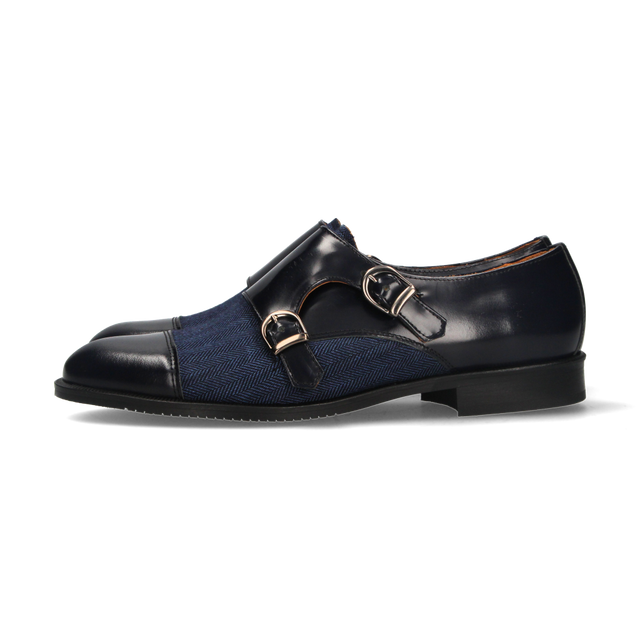 Two Buckles Antik Blue-Blue Herringbone Tuft