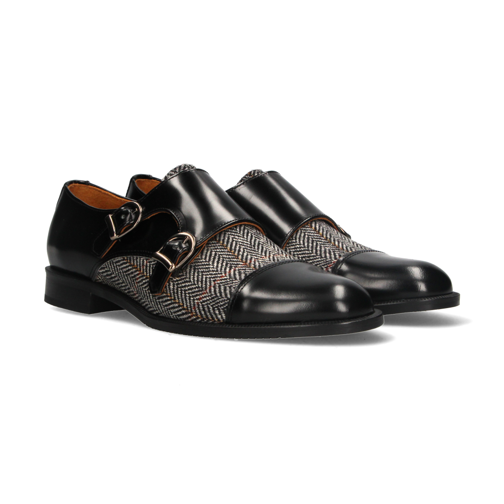 Two Buckles Antik Black-Gray Herringbone Top