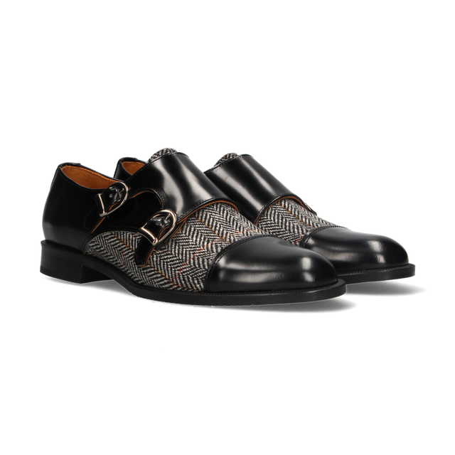 Two Buckles Antik Black-Gray Herringbone Top