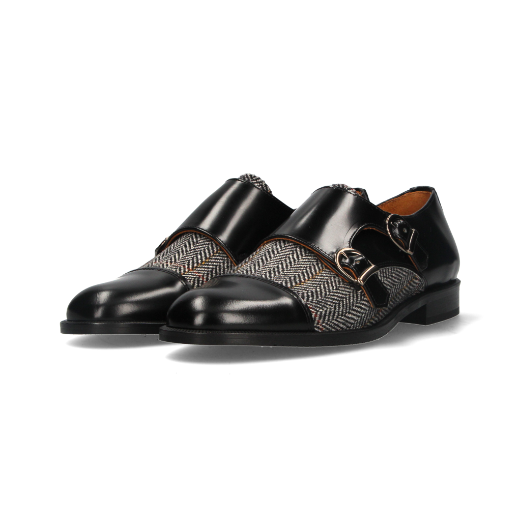 Two Buckles Antik Black-Gray Herringbone Top