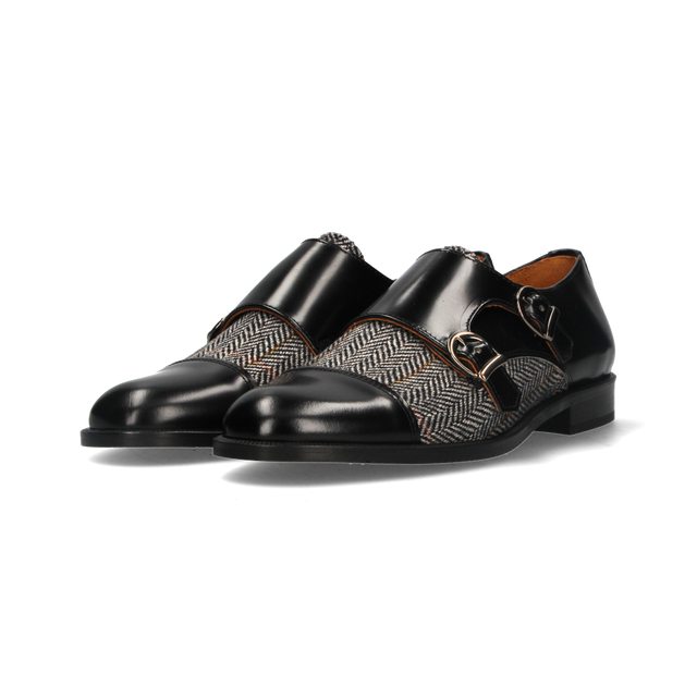 Two Buckles Antik Black-Gray Herringbone Top