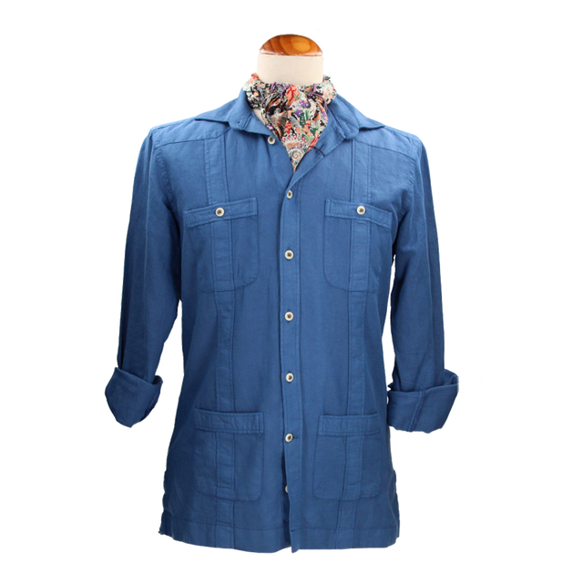 CHEMISE CUBAINE MARINE