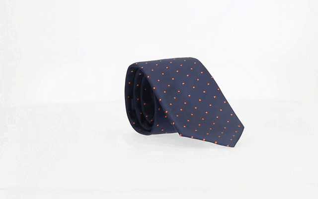 CRAVATE BLEUE À POIS ORANGE