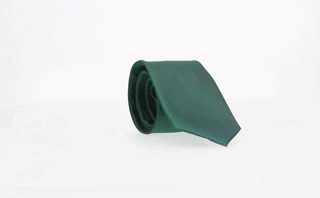 GREEN TIE WITH BLUE POLKA DOTS