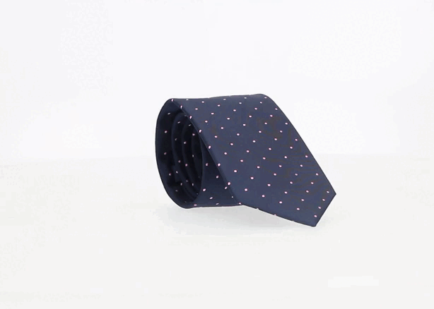 BLUE TIE WITH PINK POLKA DOTS