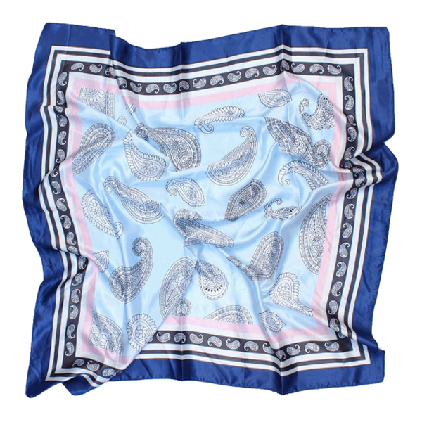 MOUCHOIR EN CACHEMIRE ROSE À BORDURE BLEUE