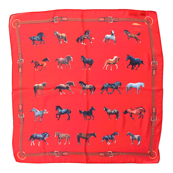 PAÑUELO SEDA ROJO CABALLOS