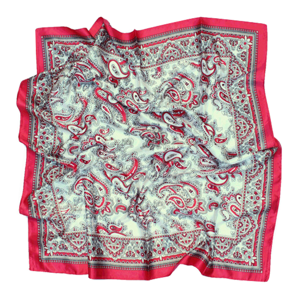 ÉCHARPE EN CACHEMIRE ROUGE SUR FOND BEIGE