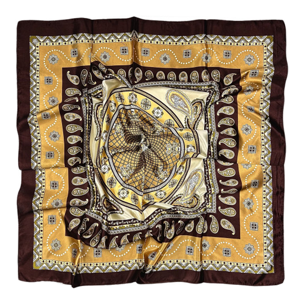 PAÑUELO CACHEMIR OCRE/MARRON