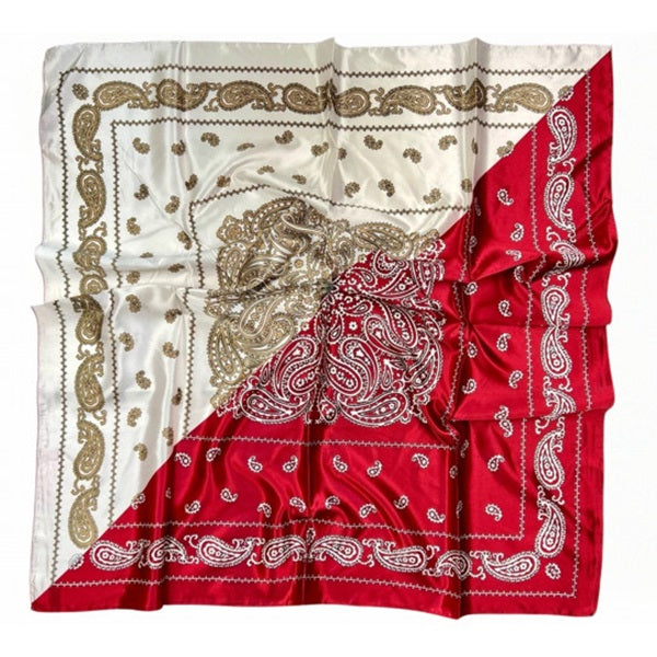 PAÑUELO COMBINADO ROJO/BEIGE