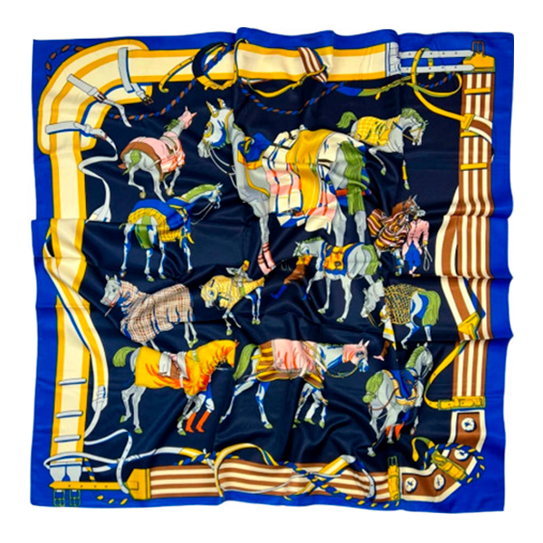 PAÑUELO AZUL CON ADORNO DE CABALLOS