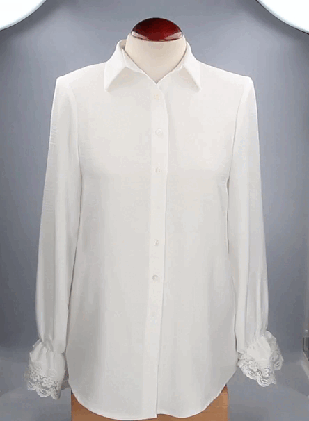 Camisa con Botones Encaje Mangas