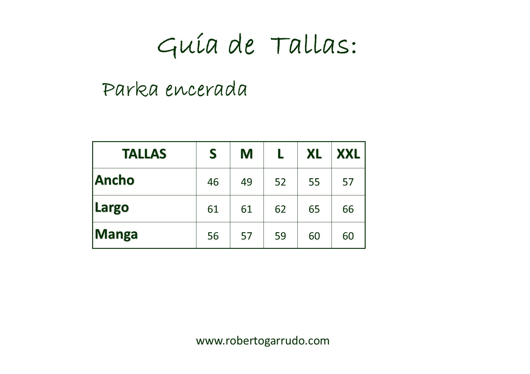 Guía de Tallas