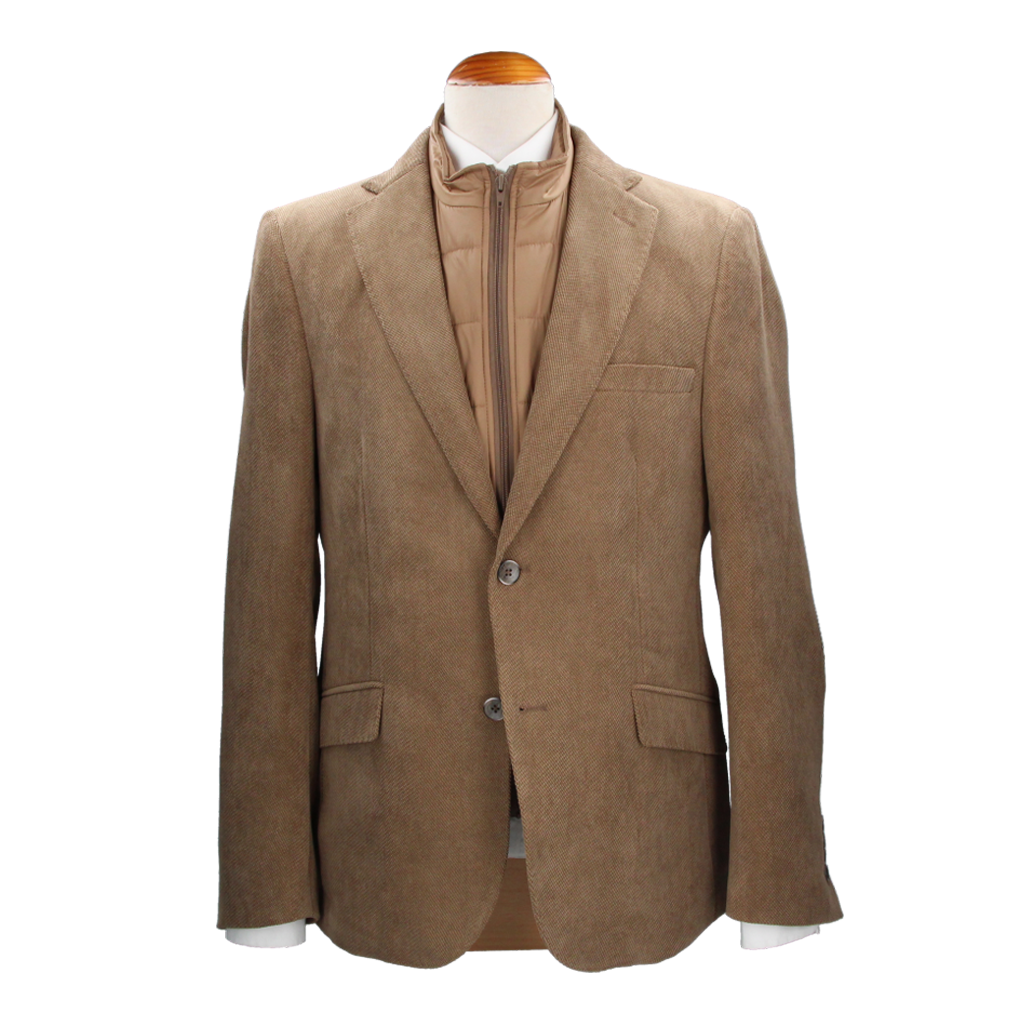 Americana con chaleco camel