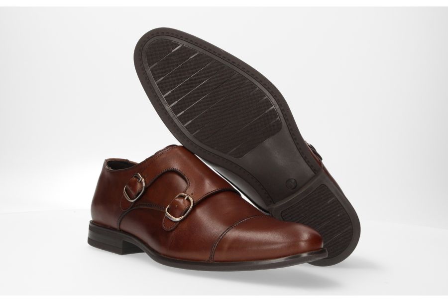 Cognac Double Buckle Top