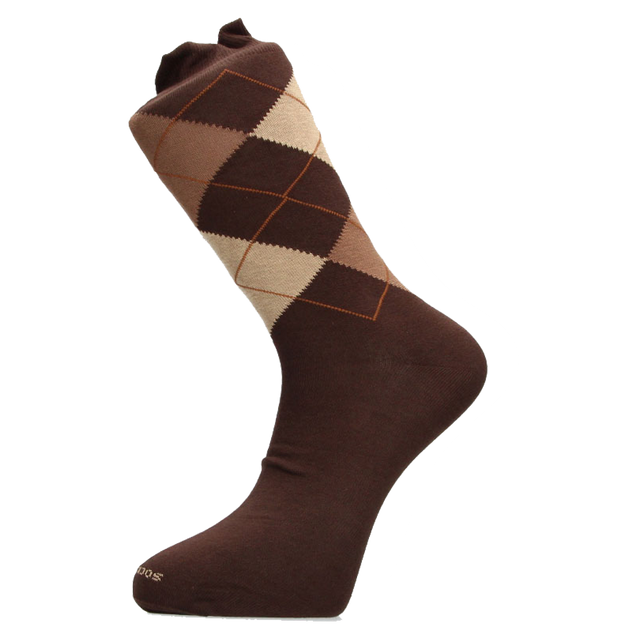 CHAUSSETTE À CARREAUX INTARSIA MARRON