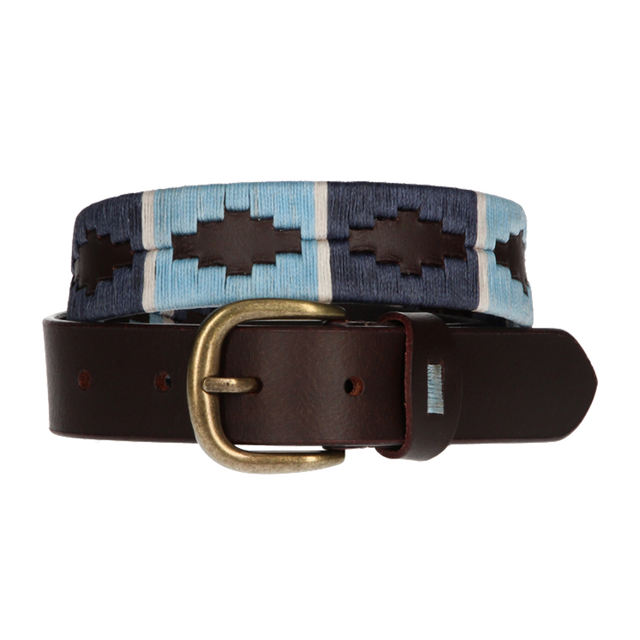 Embroidered children's belt, light blue-white-blue