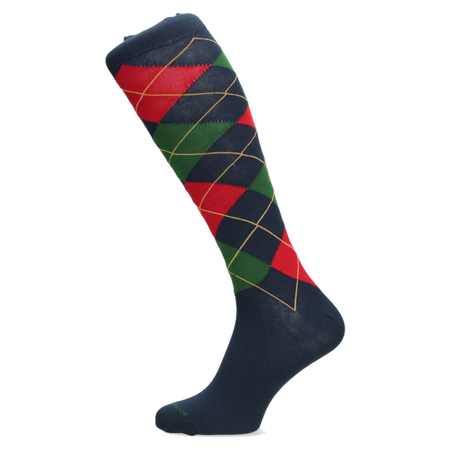 CALCETA INTARSIA AZUL-ROJO