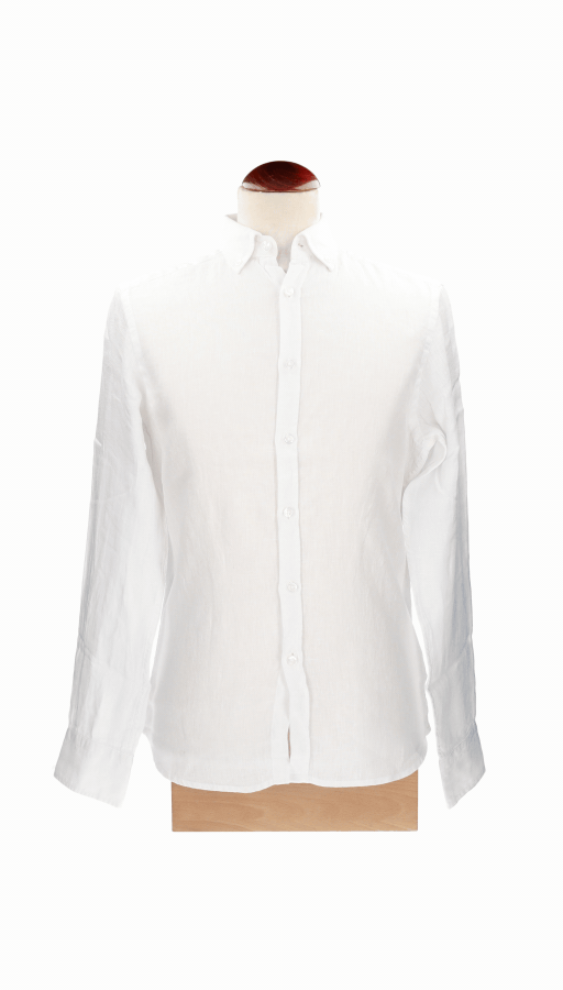 WHITE LINEN BUTTON-DOWN SHIRT