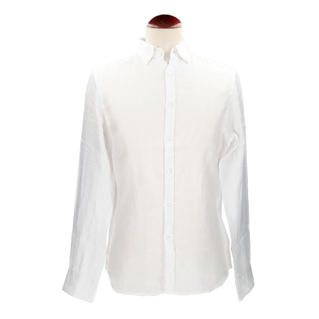 WHITE LINEN BUTTON-DOWN SHIRT