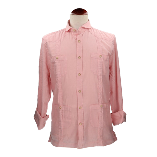 SALMON LINEN GUAYABERA