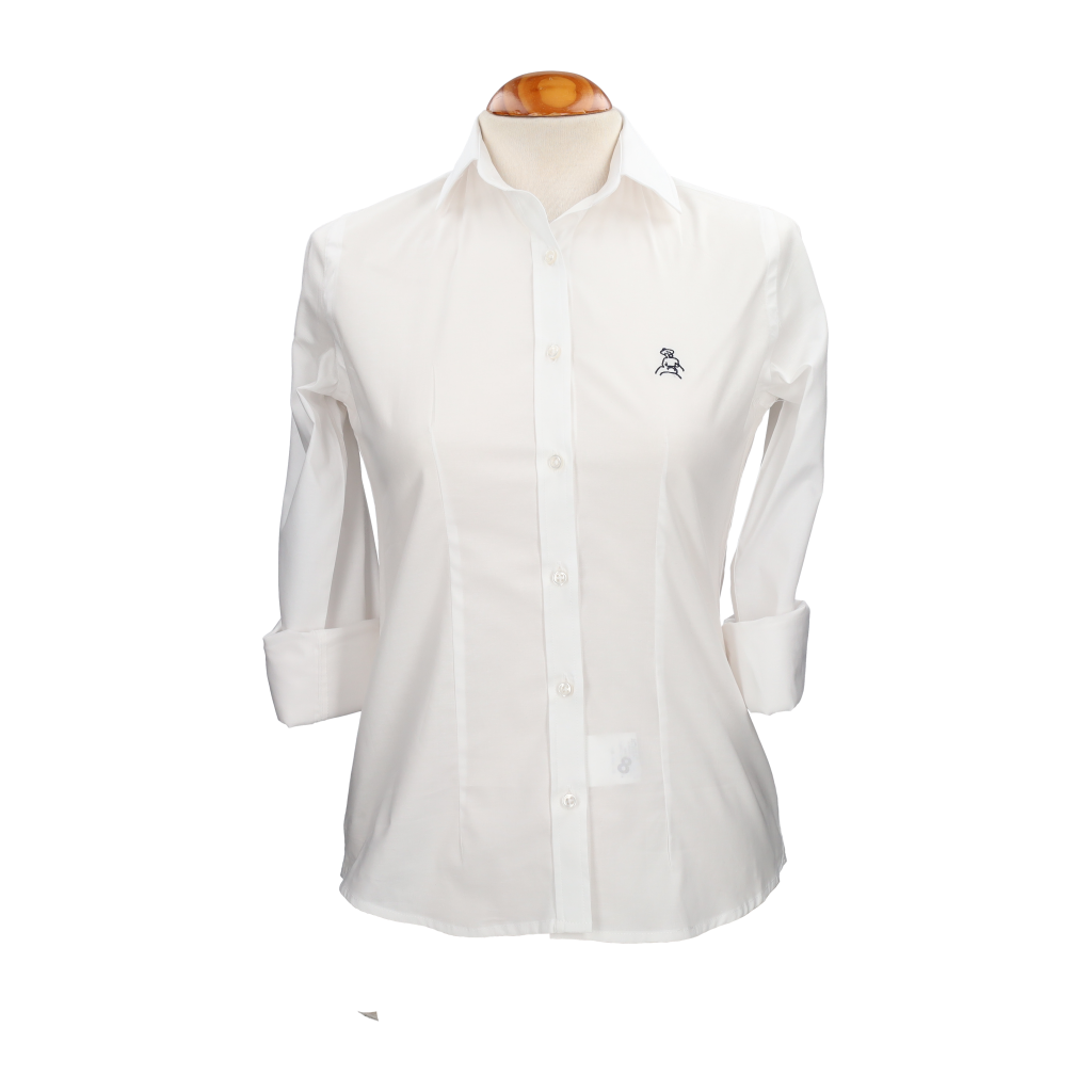 Camisa Mujer Popelín Blanco con Bordado Amazonas Marino