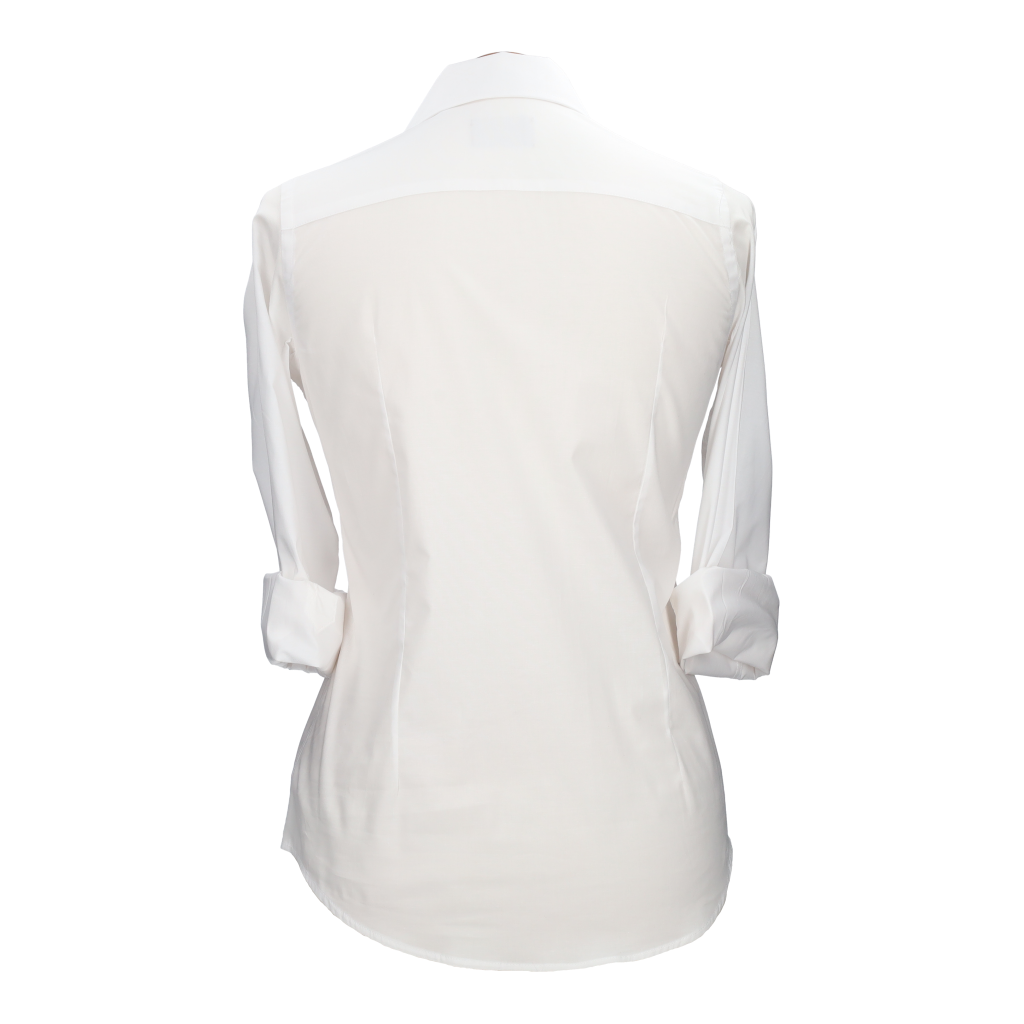 Camisa Mujer Popelín Blanco con Bordado Amazonas Marino