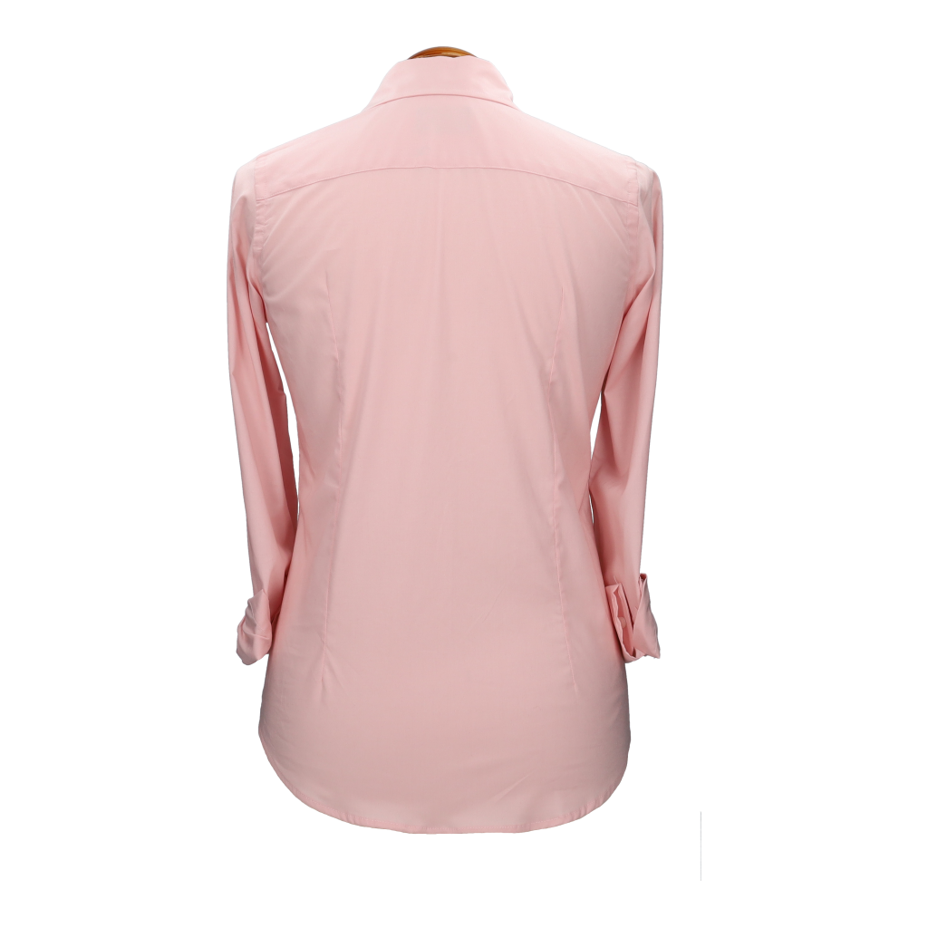 Camisa mujer popelín rosa con bordado amazonas marino