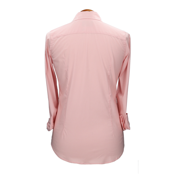 Camisa mujer popelín rosa con bordado amazonas marino