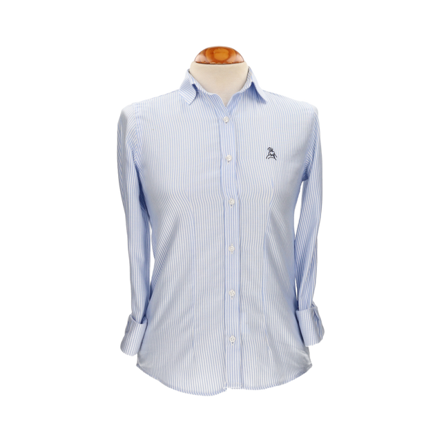 Camisa Mujer Rayas Azul con Bordado Amazona Marino