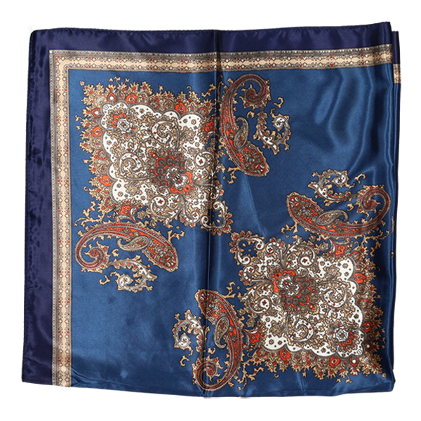 PAÑUELO AZUL CACHEMIR ROJO