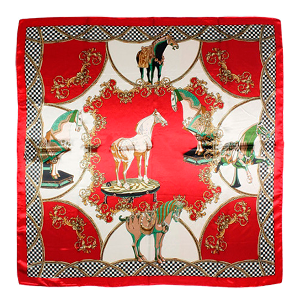 PAÑUELO ROJO Y BLANCO CABALLOS