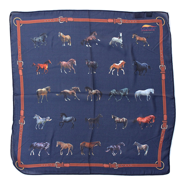 Navy horse silk scarf