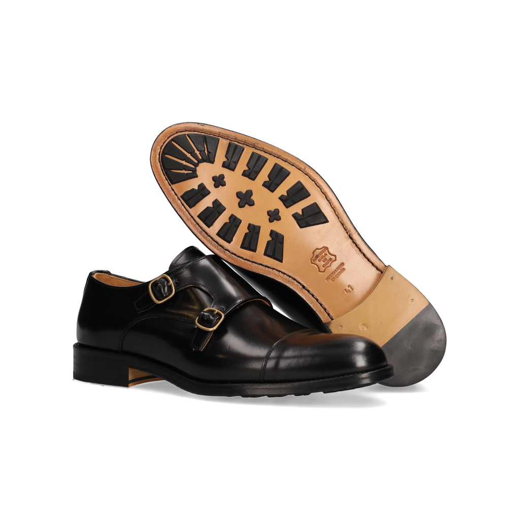 Black Florentic two-buckle top