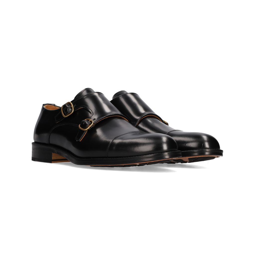 Black Florentic two-buckle top