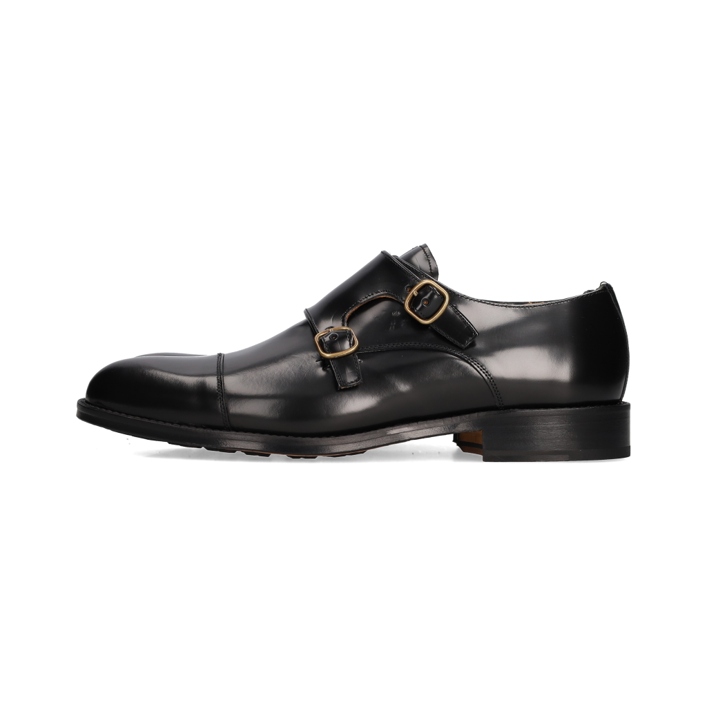 Black Florentic two-buckle top