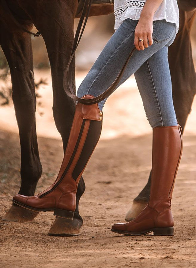 Women's Equestrian Boot with Leather Elastic