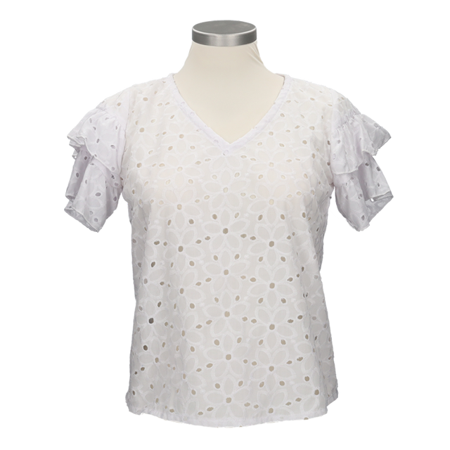 BLUSA PERFORADA MANGA DE CAPA