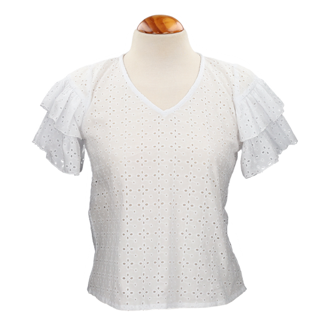 Blusa perforada manga capa