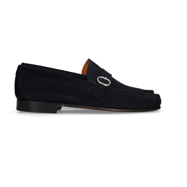 Mocasín Hebilla Ante Azul