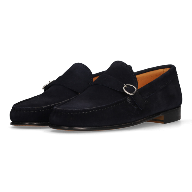 Mocasín Hebilla Ante Azul