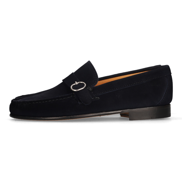 Mocasín Hebilla Ante Azul