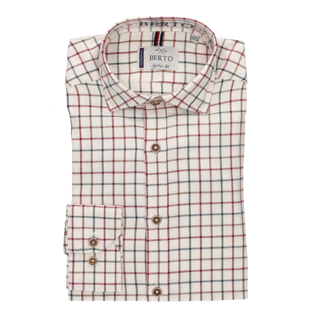 Chemise à carreaux beige