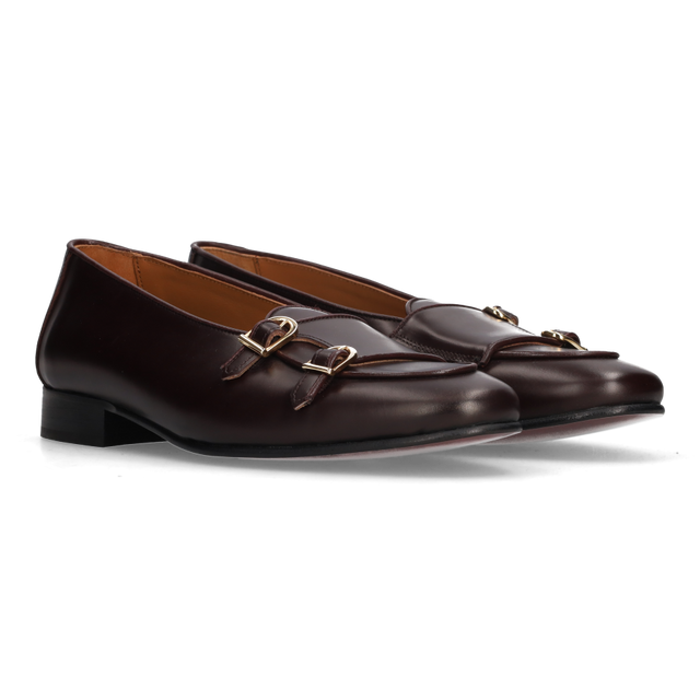 Mocasín Doble Hebilla Burdeos