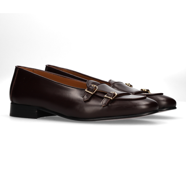 Mocasín Doble Hebilla Burdeos