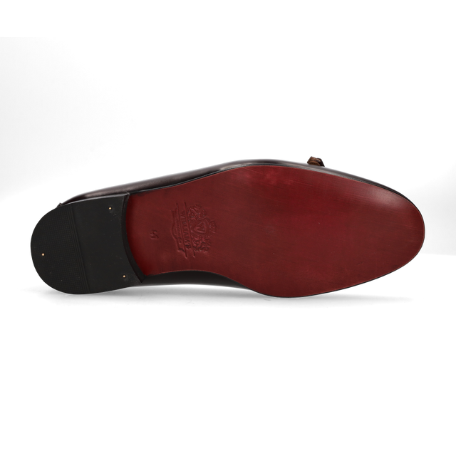 Mocasín Doble Hebilla Burdeos