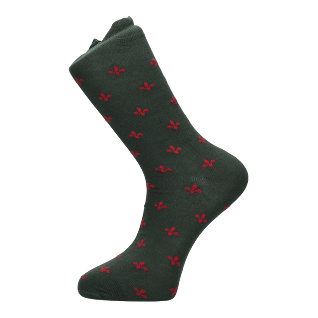 CALCETIN FLOR LIS VERDE/VINO