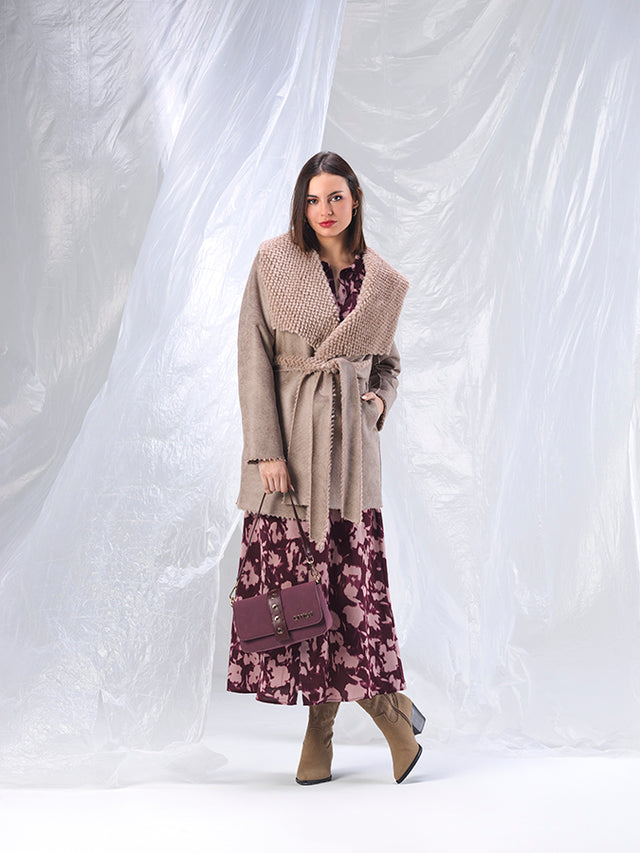 Chaqueta Cinturón Nudo Beige