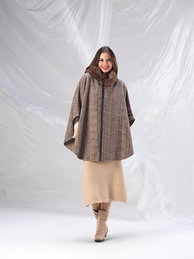 Poncho Cuadros Marrón